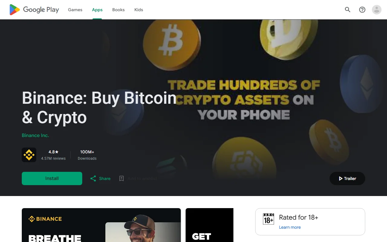Binance'ты Android'ге жүктөө: Google Play, APK жана коопсуздук