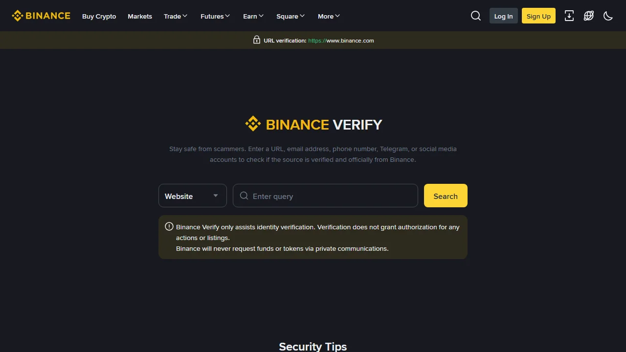 Binance Verify: жасалма сайтты, тиркемени жана аккаунтту текшерүү
